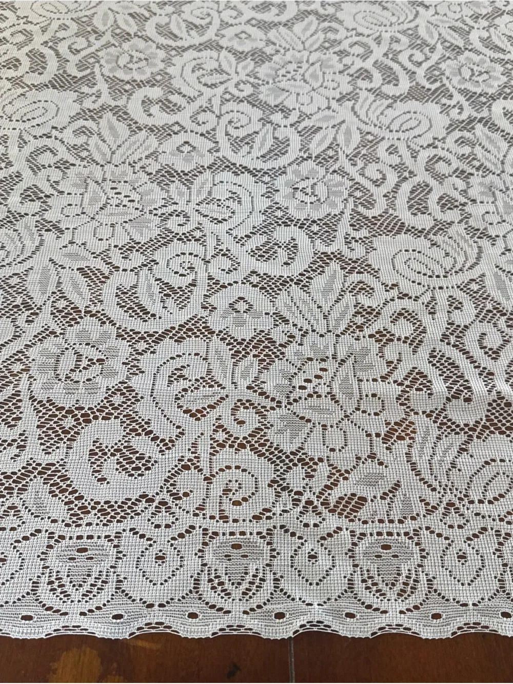 Vintage Lace Curtain Panel Fabric Lot 2 Panels 60x58, Valance 30x25 Craft Sewing